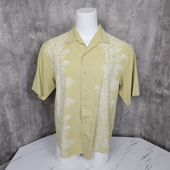Tommy Bahama Mens XL Light Green Silk Tropical Foliage Camp Shirt Short Sleeve‎ - Picture 1 of 7